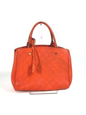 Louis Vuitton Handbag Montaigne BB Monogram Empreinte Leather Apricot